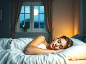 Uśmiechnięta kobieta przygotowuje świeżą sałatkę z warzyw i owoców w jasnej, nowoczesnej kuchni.