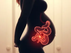 Kobieta dotykająca zaczerwienionej skóry na szyi w domowym biurze, ilustrująca objawy pokrzywki stresowej.
